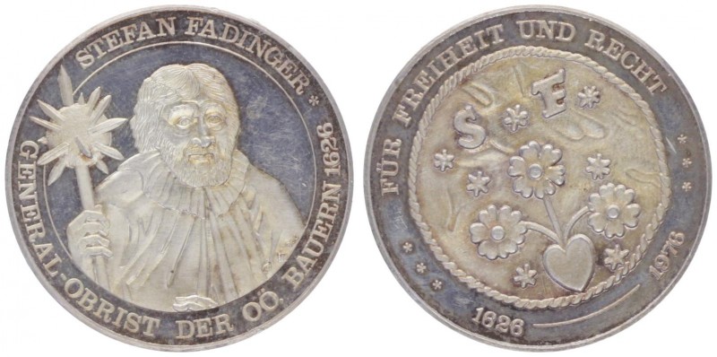 Silbermedaille, 1976
auf Stefan Fadinger dem General Obrist der OÖ Bauern, Dm 36...