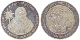 Silbermedaille, 1976
auf Stefan Fadinger dem General Obrist der OÖ Bauern, Dm 36 mm.. Wien
19,90g
PP-