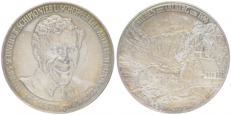 Silbermedaille, 1990
auf Hannes Schneider, Skipionier.. Wien
71,19g
stgl