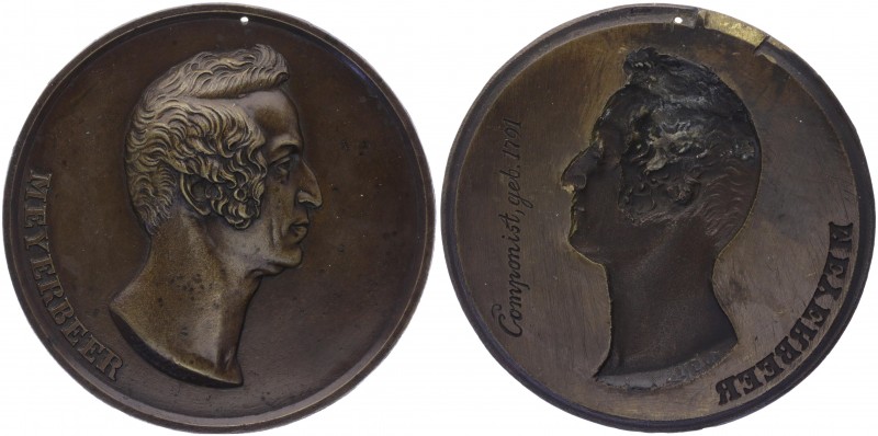 Cu Plakette, o. Jahr
auf J. Meyerbeer (Komponist, geb. 1791). Wien
98,30g
geloch...