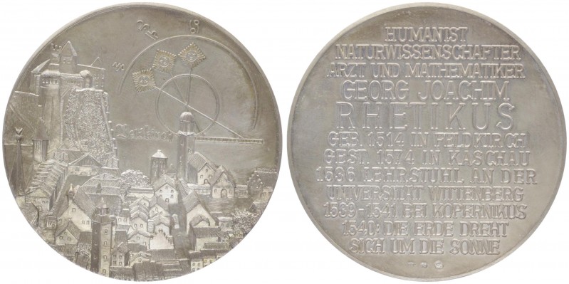 Silbermedaille, o. Jahr
auf Georg Joachim Rhetikus, Humanist, Arzt und Mathemati...