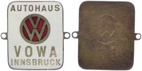 Autoplakette, o. Jahr
Innsbruck, Autohaus VOWA, eckig, emailliert.. 24,88g
vz