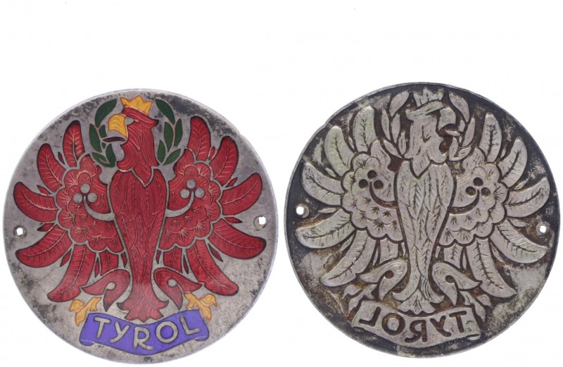 Weißmetallmedaille, o. Jahr
rot-grün-blau emaillierter Tiroler Adler seitlich an...