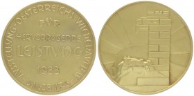 Bronzemedaille, 1933
Erzbistum Salzburg. vergoldet, Ausstellung Österreichs Wiederaufbau.. 79,00g
vz