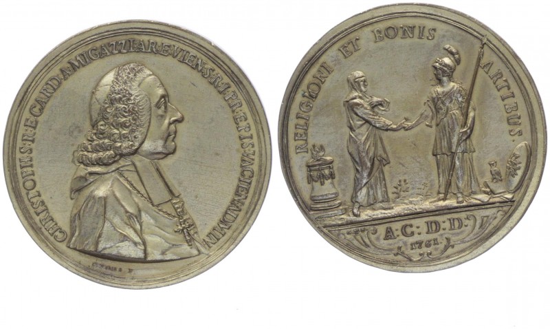 Cristoforo Migazzi 1714 - 1803
Bistum Wien. Bronzemedaille, 1761. vergoldet, (v....