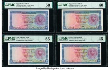 Egypt National Bank of Egypt 1 Pound 1952-60 Pick 30a; 30c (2); 30d Four Examples PMG About Uncirculated 50; About Uncirculated 55; Extremely Fine 40;...