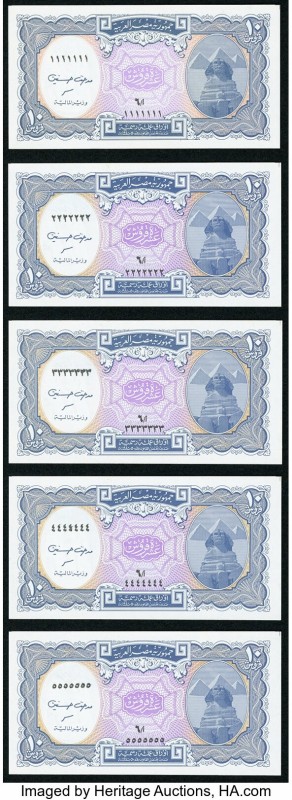 Solid Serial Number Set Egypt Arab Republic of Egypt 10 Piastres 1940 (ND 2006) ...