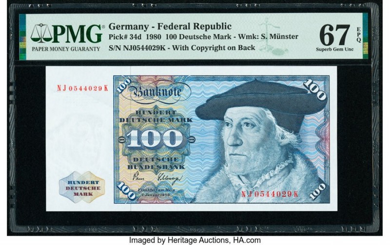Germany Federal Republic Deutsche Bundesbank 100 Deutsche Mark 1980 Pick 34d PMG...