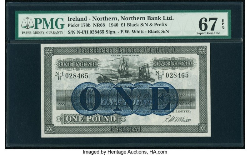 Ireland - Northern Northern Bank Limited 1 Pound 1940 Pick 178b PMG Superb Gem U...