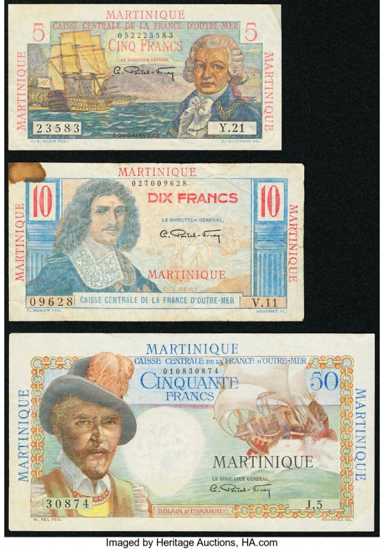Martinique Caisse Centrale de la France d'Outre-Mer 5; 10; 50 Francs ND (1947-49...