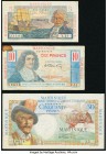 Martinique Caisse Centrale de la France d'Outre-Mer 5; 10; 50 Francs ND (1947-49) Pick 27; 28; 30 Three Examples Very Fine (2); Fine. Staining is pres...