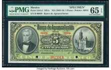 Mexico Banco De Aguascalientes 5 Pesos ND (1902-10) Pick S101s1 M51s Specimen PMG Gem Uncirculated 65 EPQ. 

HID09801242017

© 2020 Heritage Auctions ...