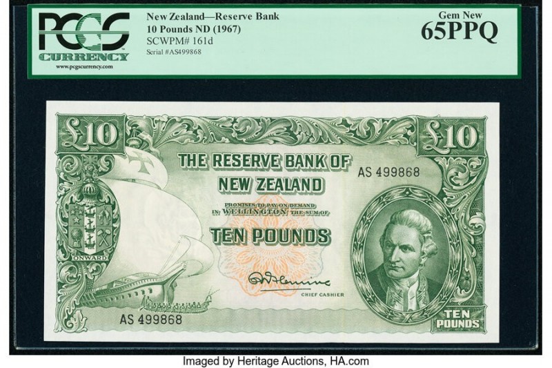 New Zealand Reserve Bank of New Zealand 10 Pounds ND (1967) Pick 161d PCGS Gem N...