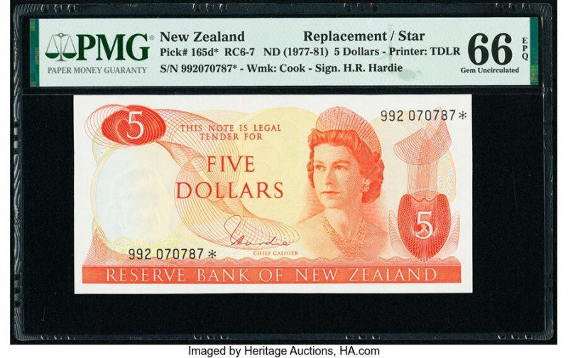 New Zealand Reserve Bank of New Zealand 5 Dollars ND (1977-81) Pick 165d* RC6-7 ...