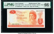 New Zealand Reserve Bank of New Zealand 5 Dollars ND (1977-81) Pick 165d* RC6-7 Replacement PMG Gem Uncirculated 66 EPQ. 

HID09801242017

© 2020 Heri...