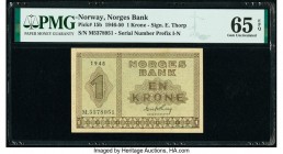 Norway Norges Bank 1 Krone 1948 Pick 15b PMG Gem Uncirculated 65 EPQ. 

HID09801242017

© 2020 Heritage Auctions | All Rights Reserved