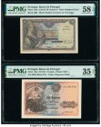 Portugal Banco de Portugal 50 Centavos; 1 Escudo 5.7.1918; 25.6.1920 Pick 112b; 113a Two Examples PMG Choice About Unc 58 EPQ; Choice Very Fine 35 EPQ...