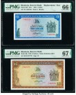 Rhodesia Reserve Bank of Rhodesia 1; 5 Dollar 1.11.1976; 15.5.1979 Pick 34b*; 40a Replacement; Issued Two Examples PMG Gem Uncirculated 66 EPQ; Superb...