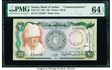 Sudan Bank of Sudan 20 Pounds 1981 Pick 22 Commemorative PMG Choice Uncirculated 64 EPQ. 

HID09801242017

© 2020 Heritage Auctions | All Rights Reser...
