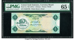 United Arab Emirates Currency Board 1 Dirham ND (1973) Pick 1a PMG Gem Uncirculated 65 EPQ. 

HID09801242017

© 2020 Heritage Auctions | All Rights Re...