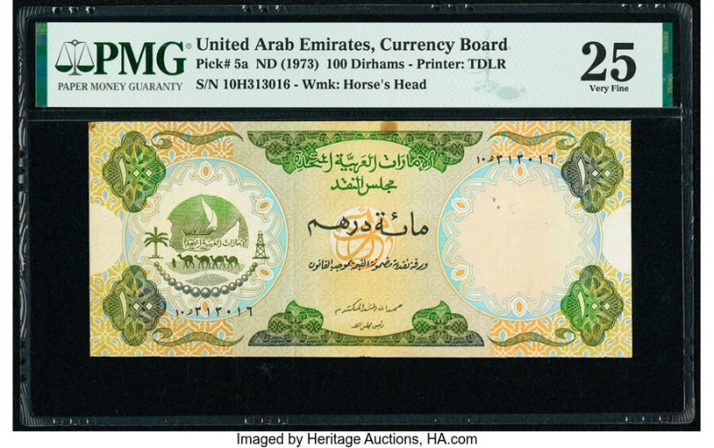 United Arab Emirates Currency Board 100 Dirhams ND (1973) Pick 5a PMG Very Fine ...