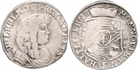 Anhalt - Bernburg - Harzgerode Wilhelm 1670-1709 Gulden 1679 BA (Bastian Altmann in Plötzkau) Dav. 216. Mann 838. Thormann 5208. 
Prschw. ss