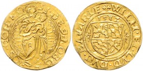 Bayern Wilhelm IV. der Standhafte und Ludwig X. 1508-1545 Goldgulden 1532 Äußerst selten, uns ist nur dieses Exemplar im Handel bekannt Friedb. 181. W...