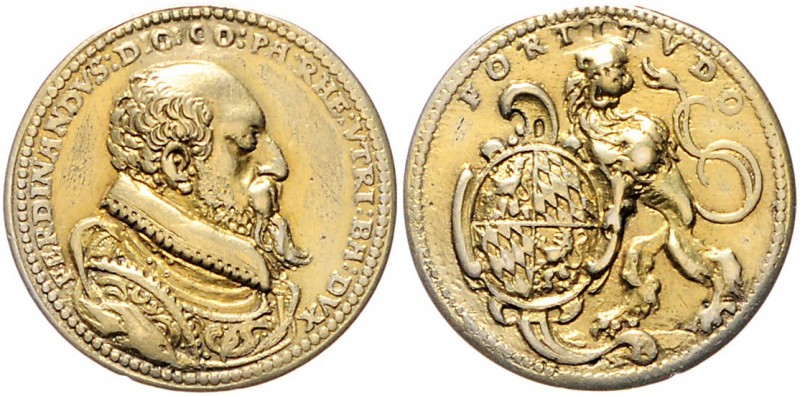 Bayern Albrecht V. der Großmütige. 1550-1579 Silbermedaille o.J. vergoldet auf s...