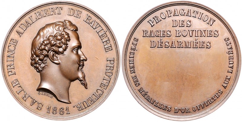 Bayern Maximilian II. 1848-1864 Bronzemedaille 1861 (v. Leigh) Verdienstmedaille...