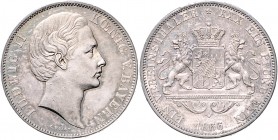 Bayern Ludwig II. 1864-1886 Vereinstaler 1866 Frisur ohne Scheitel Kahnt 128. Dav. 612. AKS 174. Thun 103. 
kl.Kr. vz-st