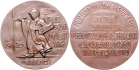 Bayern - München Bronzemedaille 1905 (unsign.) auf den 19. Deutschen Malertag in München, Prämie für vorzügliche Leistungen 
48,2mm 41,2g vz