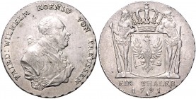 Brandenburg in den Marken - Preussen Friedrich Wilhelm II. 1786-1797 Taler 1791 A Olding 3. Dav. 2599. v. Schr. 35. Jg. 25. 
 ss+