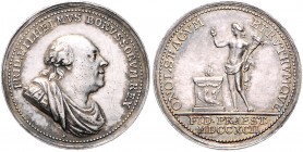 Brandenburg in den Marken - Preussen Friedrich Wilhelm II. 1786-1797 Silbermedaille 1792 (v. Abramson) auf die Huldigung von Ansbach und Bayreuth Wilm...