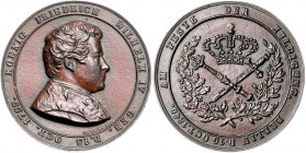 Brandenburg in den Marken - Preussen Friedrich Wilhelm IV. 1840-1861 Eisengussmedaille 1840 bronziert (v. Cossmann) auf die Huldigung in Berlin Slg. M...