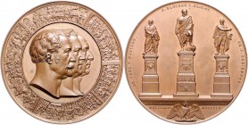 Brandenburg in den Marken - Preussen Friedrich Wilhelm IV. 1840-1861 Bronzemedaille 1855 (v. Kullrich) auf die Enthüllung der Denkmäler für Blücher, W...