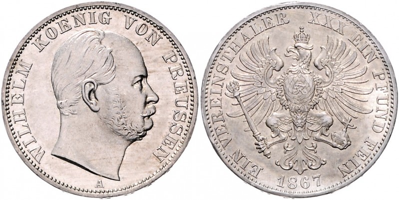 Brandenburg in den Marken - Preussen Wilhelm I. 1861-1888 Vereinstaler 1867 A Ka...