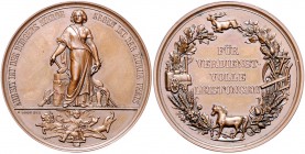 Brandenburg in den Marken - Preussen Wilhelm I. 1861-1888 Bronzemedaille o.J. (v. Loos) Prämie für verdienstvolle Leistungen 
42,6mm 34,5g vz-st