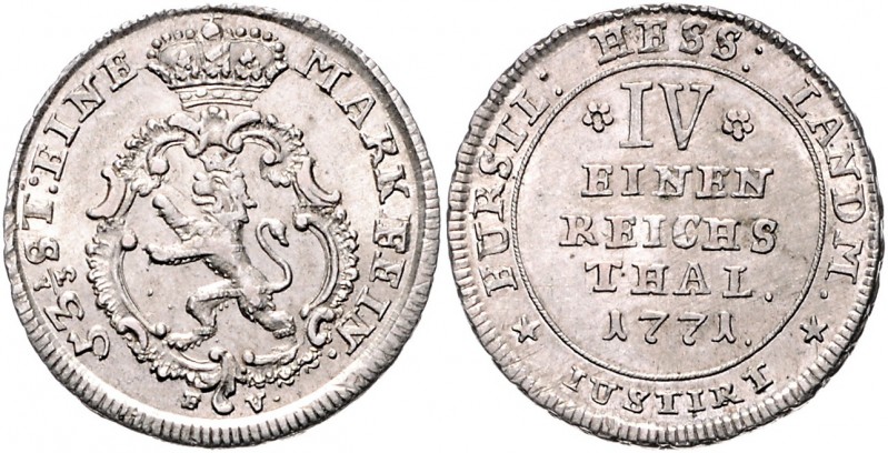 Hessen - Kassel Friedrich II. 1760-1785 1/4 Taler 1771 FU Schütz 1906. Müller 27...