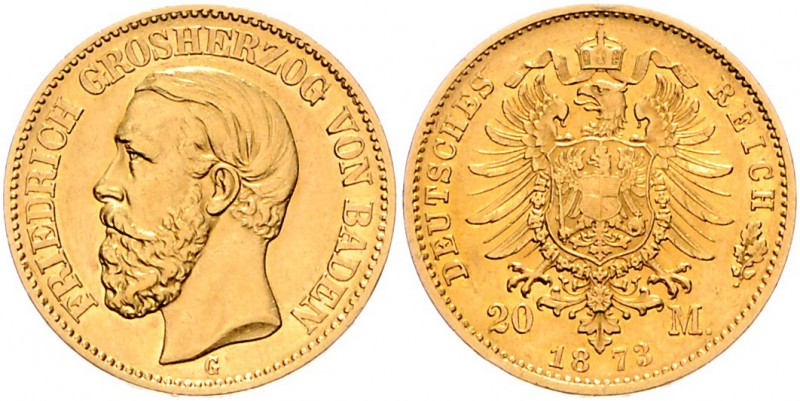 Baden Friedrich I. 1856-1907 20 Mark 1873 G J. 184. 
 vz