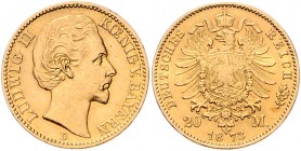 Bayern Ludwig II. 1864-1886 20 Mark 1873 D J. 194. 
 ss+