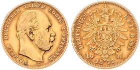 Preussen Wilhelm I. 1861-1888 10 Mark 1872 C J. 242. 
schöne Patina ss-/ss