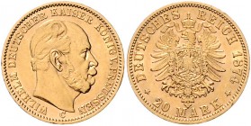 Preussen Wilhelm I. 1861-1888 20 Mark 1874 C J. 246. 
 ss-vz