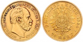 Preussen Wilhelm I. 1861-1888 20 Mark 1884 A J. 246. 
etwas Belag ss