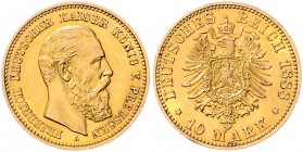 Preussen Friedrich III. 1888-1888 10 Mark 1888 A J. 247. 
 vz