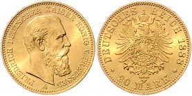 Preussen Friedrich III. 1888-1888 20 Mark 1888 A J. 248. 
 vz
