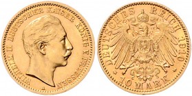 Preussen Wilhelm II. 1888-1918 10 Mark 1910 A J. 251. 
 ss-vz