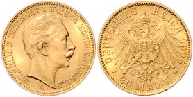 Preussen Wilhelm II. 1888-1918 20 Mark 1905 A J. 252. 
 f.vz