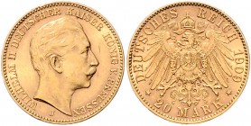 Preussen Wilhelm II. 1888-1918 20 Mark 1909 J J. 252. 
 ss-vz