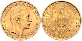 Preussen Wilhelm II. 1888-1918 20 Mark 1910 A J. 252. 
 ss-vz