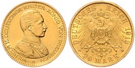 Preussen Wilhelm II. 1888-1918 20 Mark 1913 A J. 253. 
 vz-